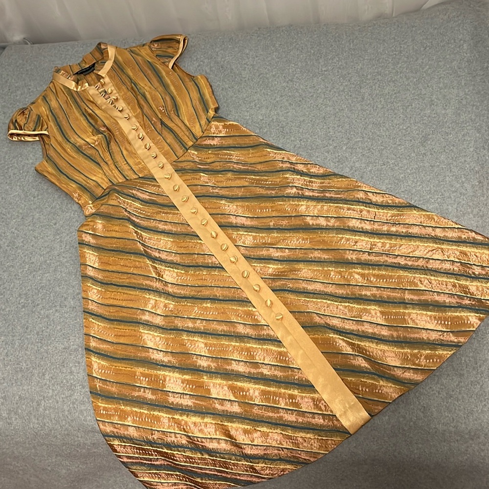Elegant Gold Striped Dress